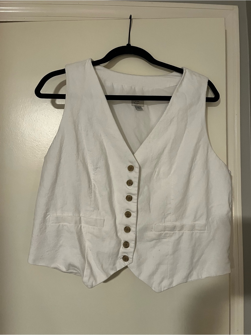 a new day White Linen-Blend Button Front Vest - Women